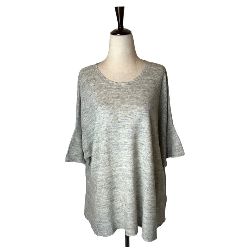 Eileen Fisher Sweater Women Large Gray Organic Linen Dolman Sleeve Pullover